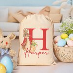 Personalisierte niedliche Osterhase Drawstring Geschenk Tasche mit Initialen und Namen Ostern Geburtstag Geschenk für Kinder Familie