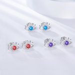 Personlig Minimalistisk Evil Eye Födelsesten Stiftörhängen Födelsedag Alla hjärtans dag Present för kvinnor