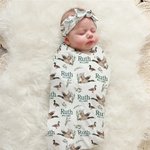 Personalized Cute Mallard Duck Baby Soft Swaddle Hat Bow Headband Outfit with Name Baby Shower Coming Home Gift for Newborn