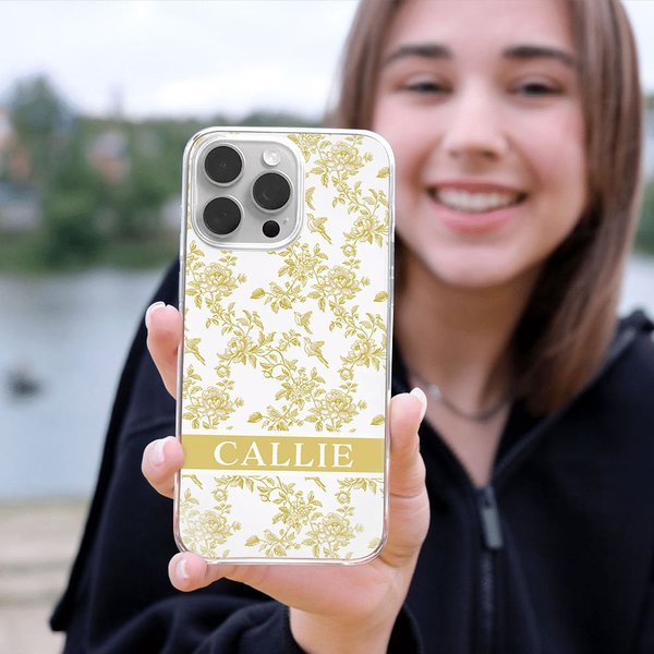 Personalised Retro French Toile De Jouy Phone Case for iPhone with Name Valentine's Day Birthday Bridesmaid Gift for Women Friends