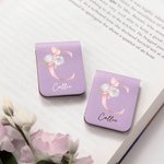 Acuarela Personalizada Floral Rosa Inicial Magnética Marcapáginas de Cuero con Nombre Material de Papelería de Lectura Regalo de Cumpleaños para Ratas de Biblioteca