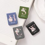 Acuarela Personalizada Floral Rosa Inicial Magnética Marcapáginas de Cuero con Nombre Material de Papelería de Lectura Regalo de Cumpleaños para Ratas de Biblioteca