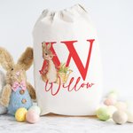 Personalisierte niedliche Osterhase Drawstring Geschenk Tasche mit Initialen und Namen Ostern Geburtstag Geschenk für Kinder Familie