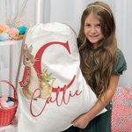Personalisierte niedliche Osterhase Drawstring Geschenk Tasche mit Initialen und Namen Ostern Geburtstag Geschenk für Kinder Familie