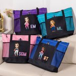 Basket-ball Football Cartoon Girl Monogramme Waterproof Mesh Tote Bag Game Day Accessories Birthday Gift for Sports Lover (Cadeau d'anniversaire pour les amoureux du sport)