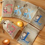 Personalisierte Cartoon-Charakter anfängliche Ostern Sackleinen Drawstring Süßigkeiten Geschenk Tasche mit Namen Ostern Urlaub Party Favors Geschenk für Jungen Mädchen