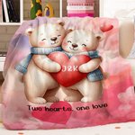 Manta personalizada de dibujos animados de una pareja de osos enamorados con texto decoración para el hogar regalo de San Valentín para parejas