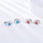 Personlig Minimalistisk Evil Eye Födelsesten Stiftörhängen Födelsedag Alla hjärtans dag Present för kvinnor