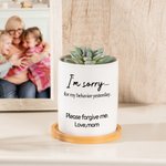 Personalisierte I'm Sorry Plant Pot mit Drainage und Bambus Basis Home Decor Entschuldigung Geschenk für Freunde Familie