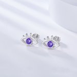 Personlig Minimalistisk Evil Eye Födelsesten Stiftörhängen Födelsedag Alla hjärtans dag Present för kvinnor