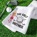 Personalized Cartoon Character Absorbent Waffle Golf Towel with Title and Hanging Clip Sports Accessories Birthday Sports Gift for Golf Player Lover