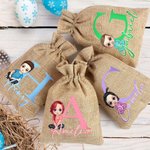 Personalisierte Cartoon-Charakter anfängliche Ostern Sackleinen Drawstring Süßigkeiten Geschenk Tasche mit Namen Ostern Urlaub Party Favors Geschenk für Jungen Mädchen
