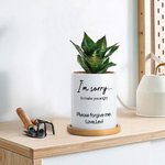 Personalisierte I'm Sorry Plant Pot mit Drainage und Bambus Basis Home Decor Entschuldigung Geschenk für Freunde Familie