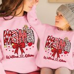 Personalisierte Amor Bogen Herz Multicolor Baby Bodysuit T-shirt Sweatshirt Passende Outfit mit Namen Valentinstag Muttertag Geschenk für Mama Kind Baby