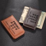 Personalized PU Leather Engraved Tally Mark Magnetic Money Clip with Name Valentine's Day Anniversary Gift for Man