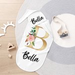 Personalized Multicolor 100% Cotton Flower Initial Name Swaddle and Knot Hat Set Baby Shower Birthday Gift for Newborns