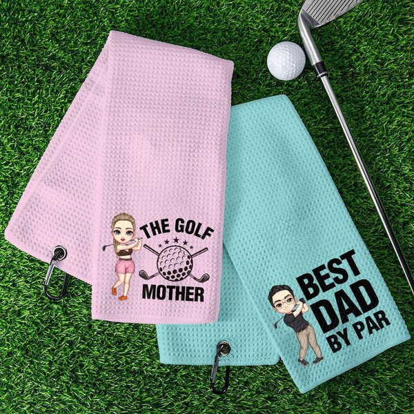 Personalizzato personaggio dei cartoni animati Asciugamano da golf assorbente in cialda con titolo e clip da appendere Accessori sportivi Regalo di compleanno per gli amanti del golf