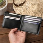 Personalised Coloured Flame Lightning 1-5 Photo Collage Men's Leather Wallet with Name and Number Birthday Travel Accessories Gift for Sport Lover