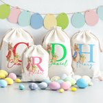 Personalisierte niedliche Osterhase Drawstring Geschenk Tasche mit Initialen und Namen Ostern Geburtstag Geschenk für Kinder Familie