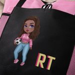Basket-ball Football Cartoon Girl Monogramme Waterproof Mesh Tote Bag Game Day Accessories Birthday Gift for Sports Lover (Cadeau d'anniversaire pour les amoureux du sport)