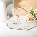 Plaque acrylique en forme de coeur avec nom et texte Baptême Cadeau d'anniversaire pour nouveau-né