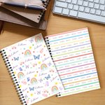 Cuaderno de espiral A5 personalizado con mariposas de colores, arco iris, 120 páginas rayadas y nombre Cumpleaños Amistad Vuelta al cole Regalo para niños Amigos