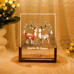 Personalisierte Boho Woodland Hedgehog Deer Paar Namen LED-Nachtlicht mit hölzernen Basis niedlich Raumdekoration Valentinstag Jahrestag Geschenk für Paar
