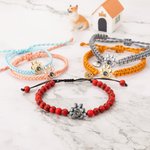 Personalized Dog Paw Print Photo Projection Braided or Beaded Elastic Bracelet Memorial Sympathy Keepsake Gift for Loss of Pet