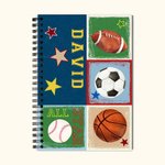 Personlig akvarell Fotboll Fotboll Basket Baseboll All Star A5 Linjerad Spiral Anteckningsbok Födelsedag Tillbaka till skolan Present till barn Sportälskare