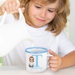 Personalized Cute Cartoon Character 12oz Enamel Mug with Name and Initial Back to School Birthday Gift for Family Kids