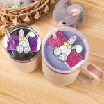 Personalised Cute Easter Egg Bunny Glitter Tumbler Name Plate Tag Accessories for Stanley Cup Easter Party Favor Holiday Gift for Family Friends