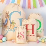 Personalisierte niedliche Osterhase Drawstring Geschenk Tasche mit Initialen und Namen Ostern Geburtstag Geschenk für Kinder Familie