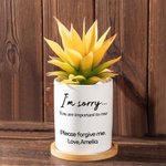 Personalisierte I'm Sorry Plant Pot mit Drainage und Bambus Basis Home Decor Entschuldigung Geschenk für Freunde Familie