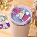 Personalised Cute Easter Egg Bunny Glitter Tumbler Name Plate Tag Accessories for Stanley Cup Easter Party Favor Holiday Gift for Family Friends