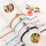 Personalized Dog Paw Print Photo Projection Braided or Beaded Elastic Bracelet Memorial Sympathy Keepsake Gift for Loss of Pet