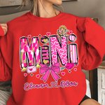 Personalisierte Amor Bogen Herz Multicolor Baby Bodysuit T-shirt Sweatshirt Passende Outfit mit Namen Valentinstag Muttertag Geschenk für Mama Kind Baby