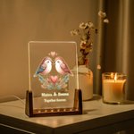 Personalisierte Boho Woodland Hedgehog Deer Paar Namen LED-Nachtlicht mit hölzernen Basis niedlich Raumdekoration Valentinstag Jahrestag Geschenk für Paar