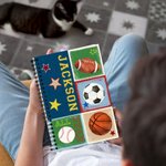 Personlig akvarell Fotboll Fotboll Basket Baseboll All Star A5 Linjerad Spiral Anteckningsbok Födelsedag Tillbaka till skolan Present till barn Sportälskare