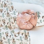 Personalized Cute Mallard Duck Baby Soft Swaddle Hat Bow Headband Outfit with Name Baby Shower Coming Home Gift for Newborn