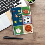 Personlig akvarell Fotboll Fotboll Basket Baseboll All Star A5 Linjerad Spiral Anteckningsbok Födelsedag Tillbaka till skolan Present till barn Sportälskare