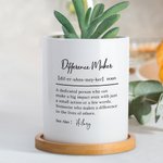 Personalized Difference Maker Planter Pot with Name and Bamboo Base Home Decor Appreciation Gift for Friends Family