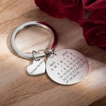 Calendrier photo gravé personnalisé Porte-clés rond avec breloque initiale en forme de coeur Cadeau d'anniversaire de Saint-Valentin pour couple