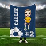 Personalisierte Mehrfarbige Fußball Cartoon Charakter Weiche Decke mit Namen und Nummer Haus Deko Spieltag Geburtstagsgeschenk für Fußball-Liebhaber