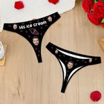 Personlig glass Lollipop andningsbar par Thong Brief Boxer underkläder set med ansiktsfoto Alla hjärtans dag jubileumsgåva för honom henne
