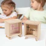 Hucha de madera transparente personalizada con nombre y texto Baby Shower Cumpleaños Día del Niño Regalo para niños