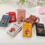 Portafoglio a traccola portatile in pelle personalizzato con design Highland Cow Coquette Bow e nome regalo di San Valentino per le donne