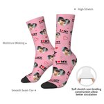 Personalised I Love My Boyfriend Girlfriend Photo Portrait Design Tube Socks Valentine's Day Anniversary Gift for Couple