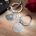 Calendrier photo gravé personnalisé Porte-clés rond avec breloque initiale en forme de coeur Cadeau d'anniversaire de Saint-Valentin pour couple