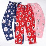 Personalised Pet Face Soft Skin-friendly Long-Sleeve Pyjama Bottoms Set with Paw Print and Bone Birthday Gift for Pet Lovers