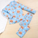 Personalised Pet Face Soft Skin-friendly Long-Sleeve Pyjama Bottoms Set with Paw Print and Bone Birthday Gift for Pet Lovers